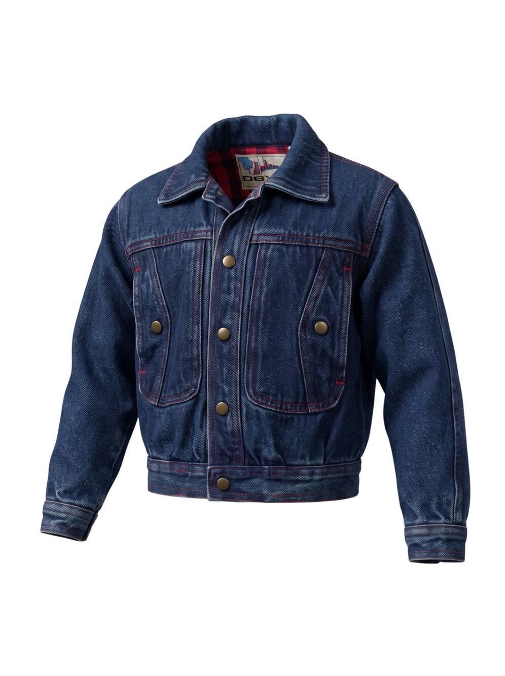 VTG Boy's S 4/5T Kids Indigo Plaid Flannel-Lined Cotton Denim Utility Jacket